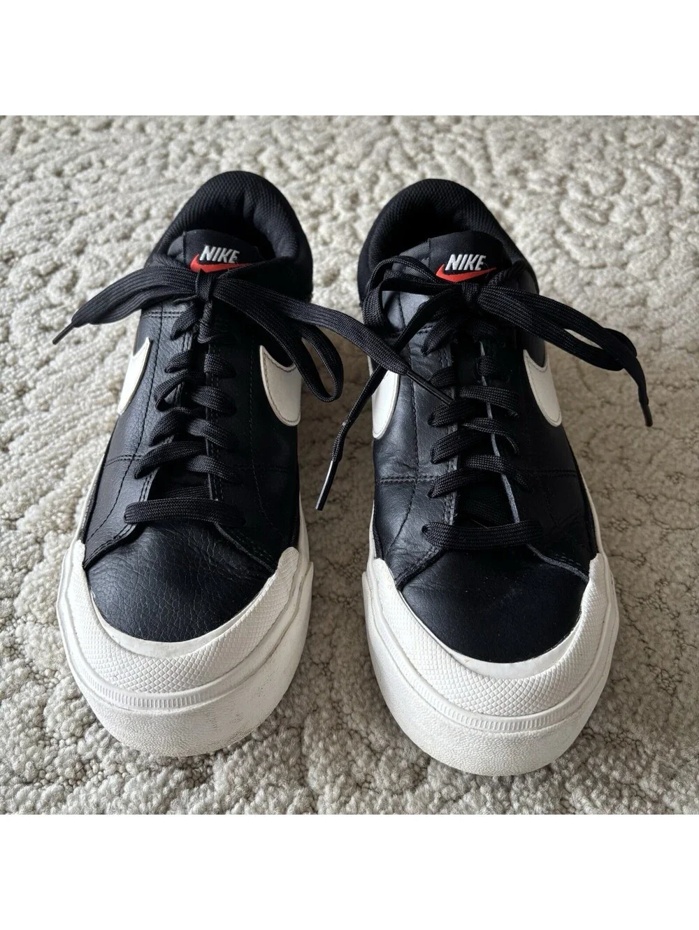 Nike Court Legacy Womens Size 9 Black White Leather Sneakers Shoes DM7590-001